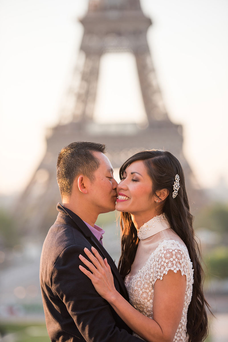 Hieu & Chau photographed by The Parisian Photographers couples photo shoot in Paris engagement session by Eiffel Tower