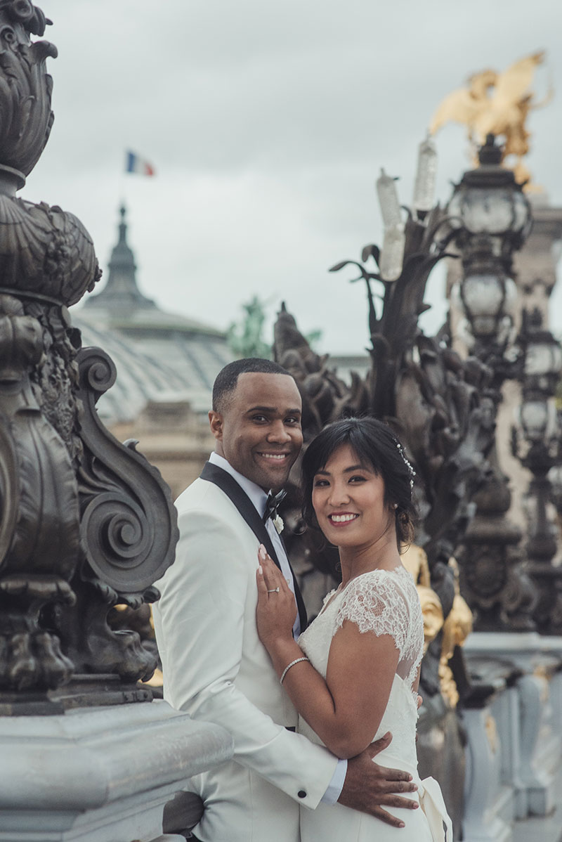 Paris Elopement intimate wedding Paris Eiffel Tower Asian makeup