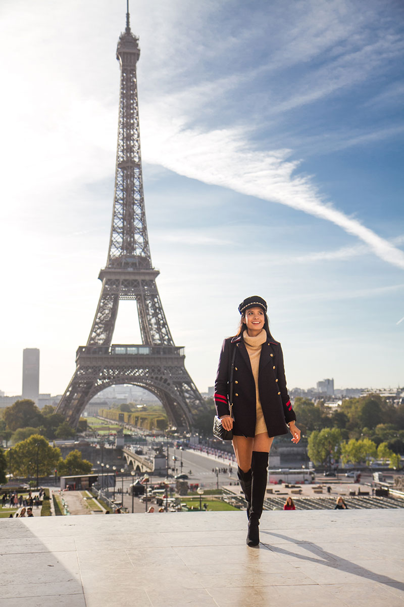 Jime photographed by The Parisian Photographers Solo travel lifestyle photo shoot in Paris Eiffel Tower